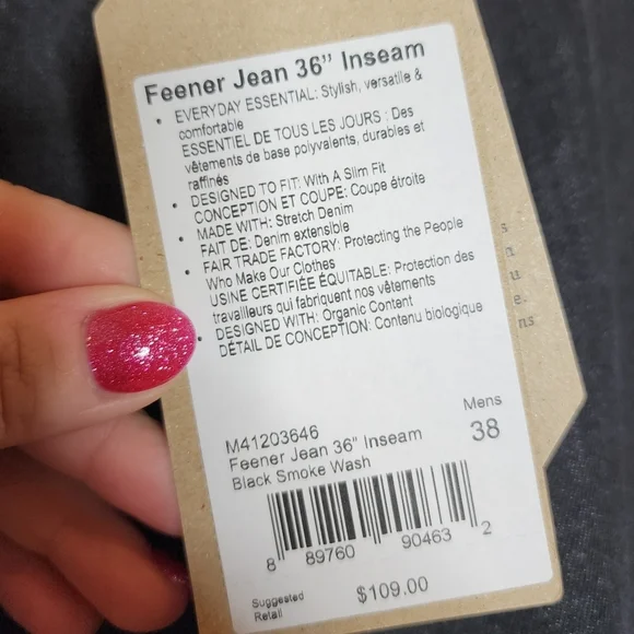 NWT Prana 38×36 Feener slim straight black jeans - Picture 2 of 16